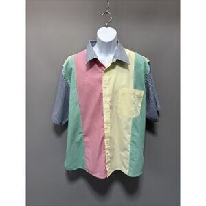 Vintage Irvine Park Gingham Plaid Color Block Button Down Shirt Y2K XL